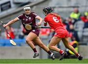 12 September 2021; Ailish O'Reilly of Galway in action against Laura Treacy of Cork during the All-Ireland Senior Camogie Championship Final match between Cork and Galway at Croke Park in Dublin. Photo by Piaras Ó Mídheach/Sportsfile
