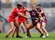 12 September 2021; Dervla Higgins of Galway in action against Ciara O'Sullivan of Cork during the All-Ireland Senior Camogie Championship Final match between Cork and Galway at Croke Park in Dublin. Photo by Ben McShane/Sportsfile