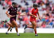 12 September 2021; Amy O'Connor of Cork in action against Siobhán Gardiner of Galway during the All-Ireland Senior Camogie Championship Final match between Cork and Galway at Croke Park in Dublin. Photo by Ben McShane/Sportsfile