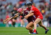 12 September 2021; Orlaith McGrath of Galway in action against Pamela Mackey of Cork during the All-Ireland Senior Camogie Championship Final match between Cork and Galway at Croke Park in Dublin. Photo by Piaras Ó Mídheach/Sportsfile