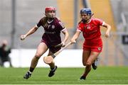 12 September 2021; Catriona Cormican of Galway in action against Orla Cronin of Cork during the All-Ireland Senior Camogie Championship Final match between Cork and Galway at Croke Park in Dublin. Photo by Ben McShane/Sportsfile