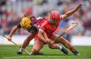 12 September 2021; Siobhán McGrath of Galway in action against Libby Coppinger of Cork during the All-Ireland Senior Camogie Championship Final match between Cork and Galway at Croke Park in Dublin. Photo by Ben McShane/Sportsfile