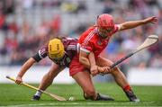 12 September 2021; Siobhán McGrath of Galway in action against Libby Coppinger of Cork during the All-Ireland Senior Camogie Championship Final match between Cork and Galway at Croke Park in Dublin. Photo by Ben McShane/Sportsfile