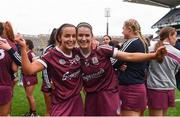 12 September 2021; Galway players Noreen Coen, left, and AnnMarie Starr celebrate after their victory in the All-Ireland Senior Camogie Championship Final match between Cork and Galway at Croke Park in Dublin. Photo by Ben McShane/Sportsfile
