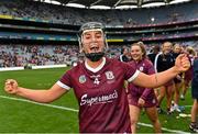 12 September 2021; Dervla Higgins of Galway celebrates after her side's victory in the All-Ireland Senior Camogie Championship Final match between Cork and Galway at Croke Park in Dublin. Photo by Piaras Ó Mídheach/Sportsfile