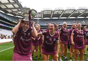 12 September 2021; Catriona Cormican of Galway celebrates with The O'Duffy Cup after the All-Ireland Senior Camogie Championship Final match between Cork and Galway at Croke Park in Dublin. Photo by Ben McShane/Sportsfile