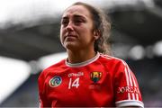 12 September 2021; A dejected Amy O'Connor of Cork leaves the pitch after her side's defeat in the All-Ireland Senior Camogie Championship Final match between Cork and Galway at Croke Park in Dublin. Photo by Ben McShane/Sportsfile