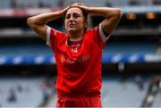 12 September 2021; A dejected Amy O'Connor of Cork leaves the pitch after her side's defeat in the All-Ireland Senior Camogie Championship Final match between Cork and Galway at Croke Park in Dublin. Photo by Ben McShane/Sportsfile