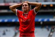 12 September 2021; A dejected Amy O'Connor of Cork leaves the pitch after her side's defeat in the All-Ireland Senior Camogie Championship Final match between Cork and Galway at Croke Park in Dublin. Photo by Ben McShane/Sportsfile