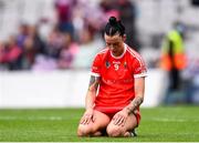 12 September 2021; Ashling Thompson of Cork reacts after her side's defeat in the All-Ireland Senior Camogie Championship Final match between Cork and Galway at Croke Park in Dublin. Photo by Ben McShane/Sportsfile