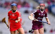 12 September 2021; Orla Cronin of Cork in action against Catriona Cormican of Galway during the All-Ireland Senior Camogie Championship Final match between Cork and Galway at Croke Park in Dublin. Photo by Piaras Ó Mídheach/Sportsfile