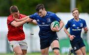 12 September 2021; Richard Whelan of Leinster is tackled by Harry Long of Munster during the PwC U18 Men’s Interprovincial Championship Round 2 match between Leinster and Munster at MU Barnhall in Leixlip, Kildare. Photo by Brendan Moran/Sportsfile