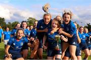 11 September 2021; Leinster celebrate after the PwC U18 Women’s Interprovincial Championship Round 3 match between Leinster and Munster at MU Barnhall in Leixlip, Kildare. Photo by Michael P Ryan/Sportsfile