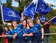 11 September 2021; Leinster players from left, Ruth Campbell, Leah Tarpey, and Koren Dunne celebrate after the PwC U18 Women’s Interprovincial Championship Round 3 match between Leinster and Munster at MU Barnhall in Leixlip, Kildare. Photo by Michael P Ryan/Sportsfile