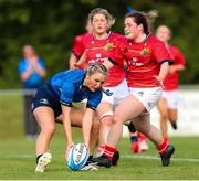 11 September 2021; Alanna Fitzpatrick of Leinster scores a try during the PwC U18 Women’s Interprovincial Championship Round 3 match between Leinster and Munster at MU Barnhall in Leixlip, Kildare. Photo by Michael P Ryan/Sportsfile