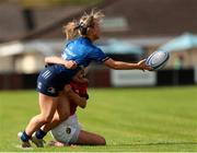 11 September 2021; Aoife Dalton of Leinster is tackled by Ellen Boylan of Munster during the PwC U18 Women’s Interprovincial Championship Round 3 match between Leinster and Munster at MU Barnhall in Leixlip, Kildare. Photo by Michael P Ryan/Sportsfile