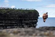 12 September 2021; Sergio Guzman of Mexico during round four of the Red Bull Cliff Diving World Series at Downpatrick Head in Mayo. Photo by Ramsey Cardy/Sportsfile