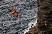 12 September 2021; Xantheia Pennisi of Australia during round four of the Red Bull Cliff Diving World Series at Downpatrick Head in Mayo. Photo by Ramsey Cardy/Sportsfile