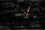 12 September 2021; Meili Carpenter of USA during round four of the Red Bull Cliff Diving World Series at Downpatrick Head in Mayo. Photo by Ramsey Cardy/Sportsfile
