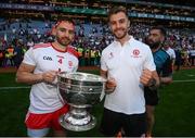 11 September 2021; Tyrone's Pádraig Hampsey and performance nutritionist Matthew Hooks celebrate with the Sam Maguire Cup following the GAA Football All-Ireland Senior Championship Final match between Mayo and Tyrone at Croke Park in Dublin. Photo by Stephen McCarthy/Sportsfile