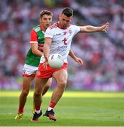 11 September 2021; Darren McCurry of Tyrone in action against Enda Hession of Mayo during the GAA Football All-Ireland Senior Championship Final match between Mayo and Tyrone at Croke Park in Dublin. Photo by Ray McManus/Sportsfile