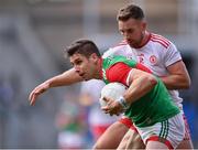 11 September 2021; Lee Keegan of Mayo in action against Niall Sludden of Tyrone during the GAA Football All-Ireland Senior Championship Final match between Mayo and Tyrone at Croke Park in Dublin. Photo by Piaras Ó Mídheach/Sportsfile