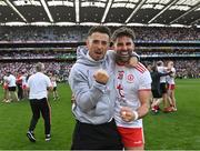 11 September 2021; Tyrone players Ronan O'Neill, left, and Tiernan McCann celebrate their side's victory after the GAA Football All-Ireland Senior Championship Final match between Mayo and Tyrone at Croke Park in Dublin. Photo by Piaras Ó Mídheach/Sportsfile