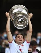 11 September 2021; Paul Donaghy of Tyrone lifts the Sam Maguire Cup after the GAA Football All-Ireland Senior Championship Final match between Mayo and Tyrone at Croke Park in Dublin. Photo by Piaras Ó Mídheach/Sportsfile