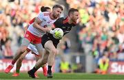 11 September 2021; Mayo goalkeeper Rob Hennelly in action against Matthew Donnelly of Tyrone during the GAA Football All-Ireland Senior Championship Final match between Mayo and Tyrone at Croke Park in Dublin. Photo by Brendan Moran/Sportsfile