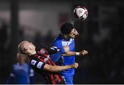 13 September 2021; Kosovar Sadiki of Finn Harps and Georgie Kelly of Bohemians during the SSE Airtricity League Premier Division match between Finn Harps and Bohemians at Finn Park in Ballybofey, Donegal. Photo by Ramsey Cardy/Sportsfile