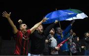 13 September 2021; Bohemians supporters following their side's victory in the SSE Airtricity League Premier Division match between Finn Harps and Bohemians at Finn Park in Ballybofey, Donegal. Photo by Ramsey Cardy/Sportsfile