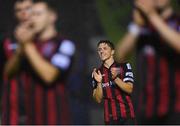 13 September 2021; Keith Buckley of Bohemians following his side's victory in the SSE Airtricity League Premier Division match between Finn Harps and Bohemians at Finn Park in Ballybofey, Donegal. Photo by Ramsey Cardy/Sportsfile