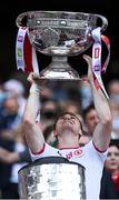 11 September 2021; Conor Meyler of Tyrone lifts the Sam Maguire Cup after the GAA Football All-Ireland Senior Championship Final match between Mayo and Tyrone at Croke Park in Dublin. Photo by Piaras Ó Mídheach/Sportsfile