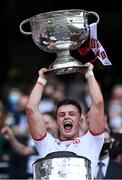 11 September 2021; Michael McKernan of Tyrone lifts the Sam Maguire Cup after the GAA Football All-Ireland Senior Championship Final match between Mayo and Tyrone at Croke Park in Dublin. Photo by Piaras Ó Mídheach/Sportsfile
