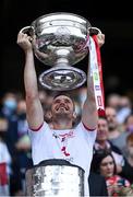 11 September 2021; Brian Kennedy of Tyrone lifts the Sam Maguire Cup after the GAA Football All-Ireland Senior Championship Final match between Mayo and Tyrone at Croke Park in Dublin. Photo by Piaras Ó Mídheach/Sportsfile
