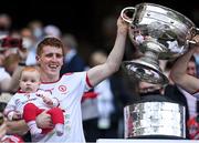 11 September 2021; Peter Harte of Tyrone, holding his daughter Ava, during the celebrations with the Sam Maguire Cup after the GAA Football All-Ireland Senior Championship Final match between Mayo and Tyrone at Croke Park in Dublin. Photo by Piaras Ó Mídheach/Sportsfile