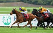 14 September 2021; Khafaaq, with Andrew Slattery up, on their way to winning the Donate To The Coast To The Curragh Cycle In Honour Of Pat Smullen Handicap at Punchestown Racecourse in Kildare. Photo by Matt Browne/Sportsfile