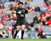 12 September 2021; Referee Liz Dempsey during the All-Ireland Senior Camogie Championship Final match between Cork and Galway at Croke Park in Dublin. Photo by Piaras Ó Mídheach/Sportsfile
