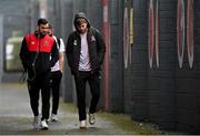 14 September 2021; Dundalk players Patrick Hoban, left, and Will Patching arrive before their SSE Airtricity League Premier Division match against Sligo Rovers at The Showgrounds in Sligo. Photo by Seb Daly/Sportsfile