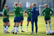 14 September 2021; Manager Vera Pauw speaks to players during a Republic of Ireland training session at the FAI National Training Centre in Abbotstown, Dublin. Photo by Stephen McCarthy/Sportsfile