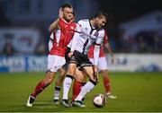 14 September 2021; Will Patching of Dundalk in action against David Cawley of Sligo Rovers during the SSE Airtricity League Premier Division match between Sligo Rovers and Dundalk at The Showgrounds in Sligo. Photo by Seb Daly/Sportsfile