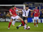 14 September 2021; Patrick Hoban of Dundalk in action against Garry Buckley of Sligo Rovers during the SSE Airtricity League Premier Division match between Sligo Rovers and Dundalk at The Showgrounds in Sligo. Photo by Seb Daly/Sportsfile