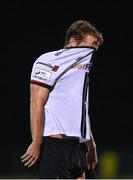 14 September 2021; Greg Sloggett of Dundalk after his side's defeat in the SSE Airtricity League Premier Division match between Sligo Rovers and Dundalk at The Showgrounds in Sligo. Photo by Seb Daly/Sportsfile