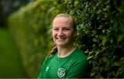15 September 2021; Goalkeeper Courtney Brosnan poses for a portrait during a Republic of Ireland press conference at the Castleknock Hotel in Dublin. Photo by Stephen McCarthy/Sportsfile