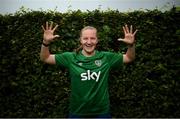 15 September 2021; Goalkeeper Courtney Brosnan poses for a portrait during a Republic of Ireland press conference at the Castleknock Hotel in Dublin. Photo by Stephen McCarthy/Sportsfile