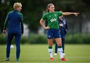 15 September 2021; Katie McCabe and manager Vera Pauw during a Republic of Ireland training session at the FAI National Training Centre in Abbotstown, Dublin. Photo by Stephen McCarthy/Sportsfile