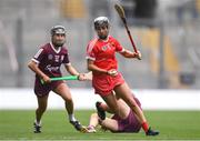 12 September 2021; Saoirse McCarthy of Cork and Aoife Donoghue of Galway during the All-Ireland Senior Camogie Championship Final match between Cork and Galway at Croke Park in Dublin. Photo by Ben McShane/Sportsfile