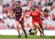 12 September 2021; Niamh Kilkenny of Galway and Linda Collins of Cork during the All-Ireland Senior Camogie Championship Final match between Cork and Galway at Croke Park in Dublin. Photo by Ben McShane/Sportsfile