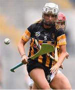 12 September 2021; Sarah Crowley of Kilkenny and Maria Lynn of Antrim during the All-Ireland Intermediate Camogie Championship Final match between Antrim and Kilkenny at Croke Park in Dublin. Photo by Ben McShane/Sportsfile