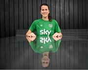 17 September 2021; Niamh Fahey poses for a portrait during a Republic of Ireland press conference at the Castleknock Hotel in Dublin. Photo by Stephen McCarthy/Sportsfile